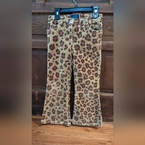 Mini boden, leopard print velvet pants, size 7-8